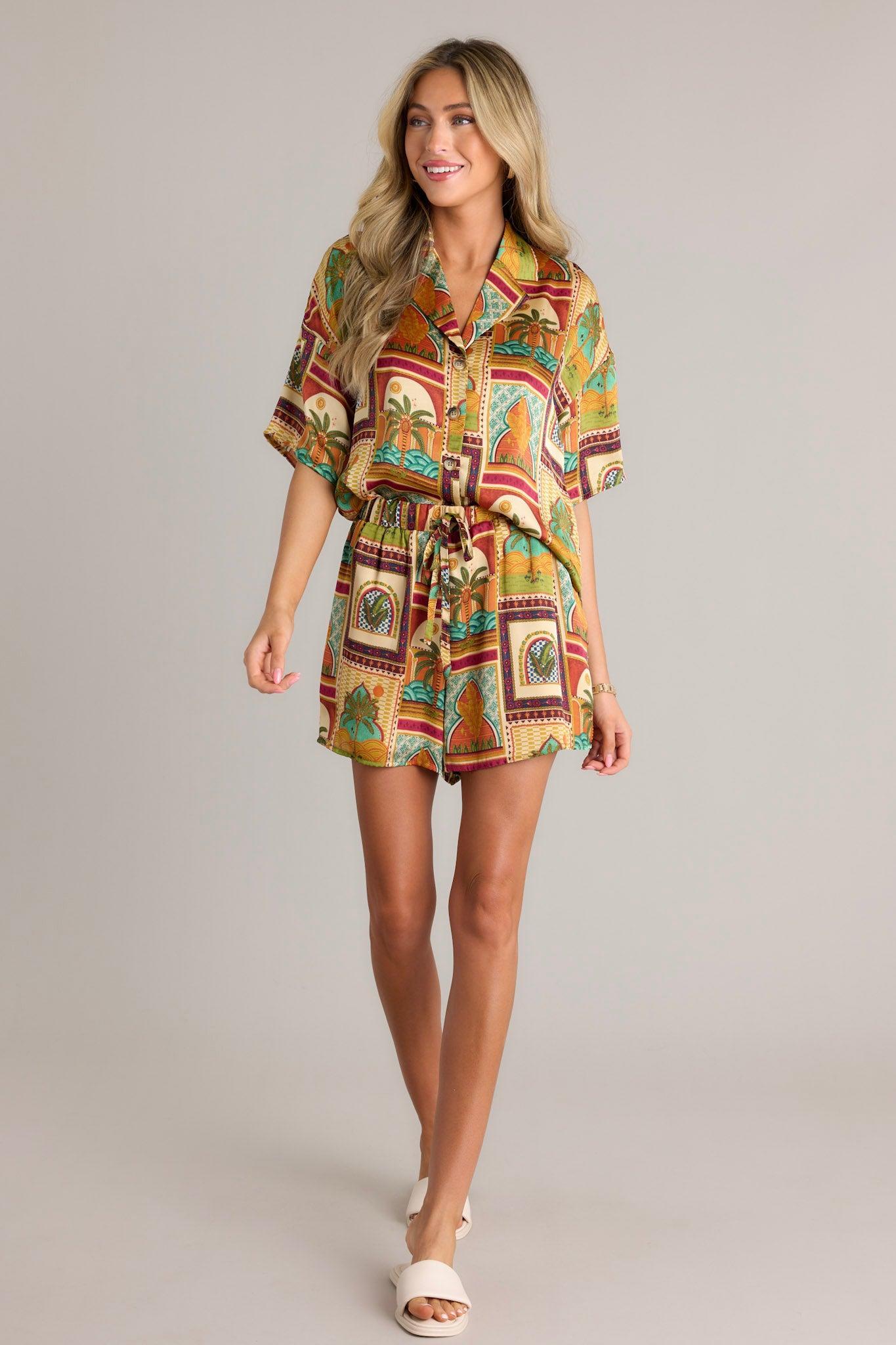 Tiki Tango Tropical Print Multi Drawstring Shorts Product Image