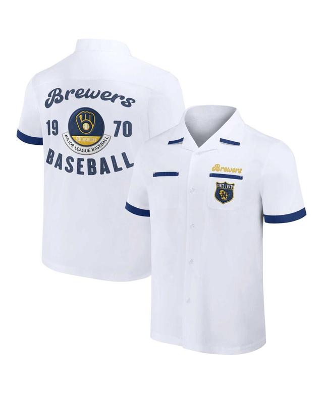 Mens Darius Rucker Collection by Fanatics White Milwaukee Brewers Bowling Button-Up Shirt Product Image