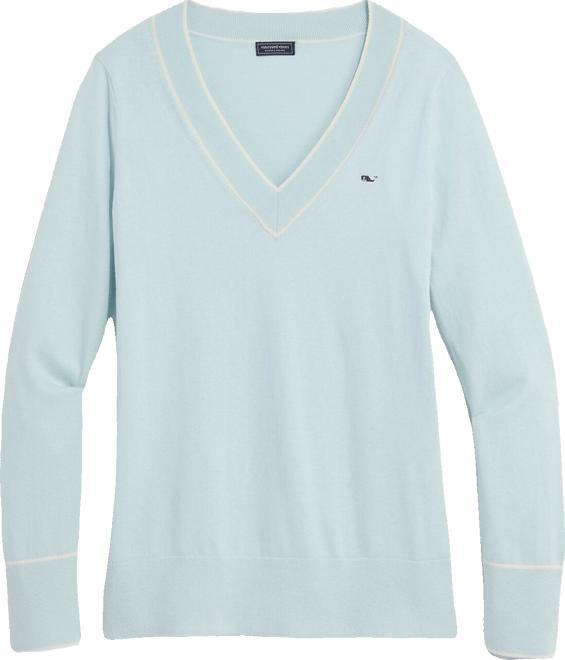 Cotton Cashmere Heritage Tipped V-Neck Product Image