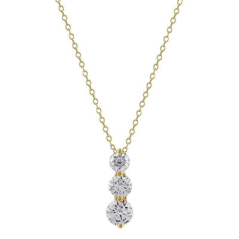 Arctic Clear 2.0 Carat T.W. Lab-Grown Diamond Three Stone Pendant Necklace, Womens 14k Gold Product Image