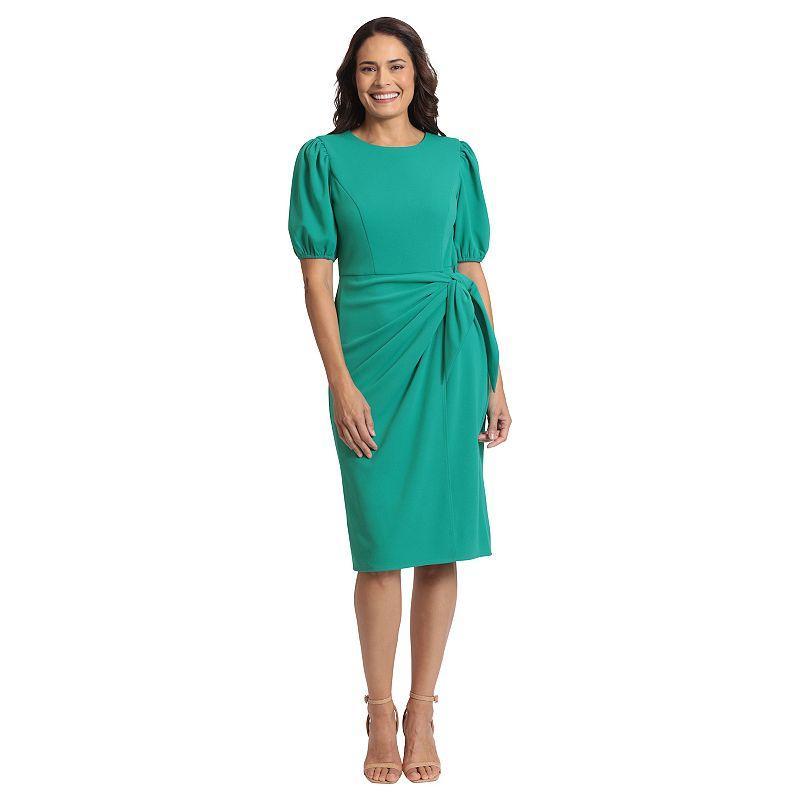 Womens London Times Puff Sleeve Midi Sarong Wrap Dress product image