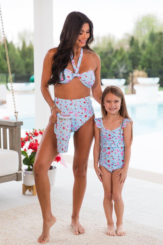 Kid's Beach Vibes Only In Firecracker Fabulous One Piece Swimsuit Product Image