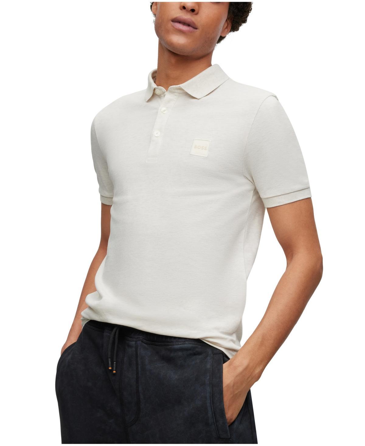 Mens Stretch-Cotton Slim-Fit Polo Shirt With Logo Patch Product Image