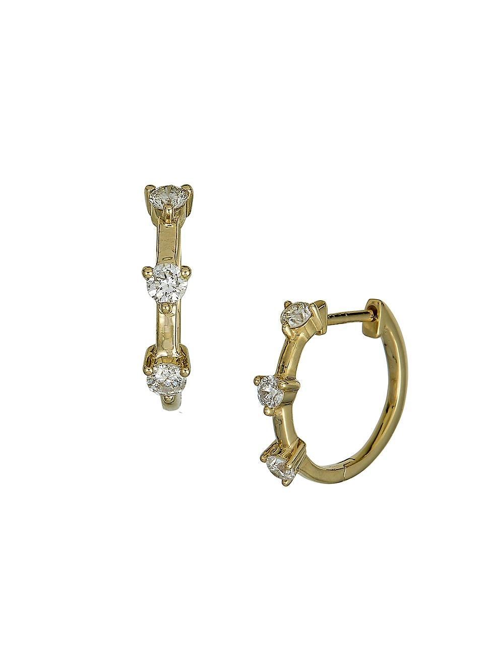 Womens 14K Yellow Gold & 0.30 TCW Diamond Hoop Earrings Product Image