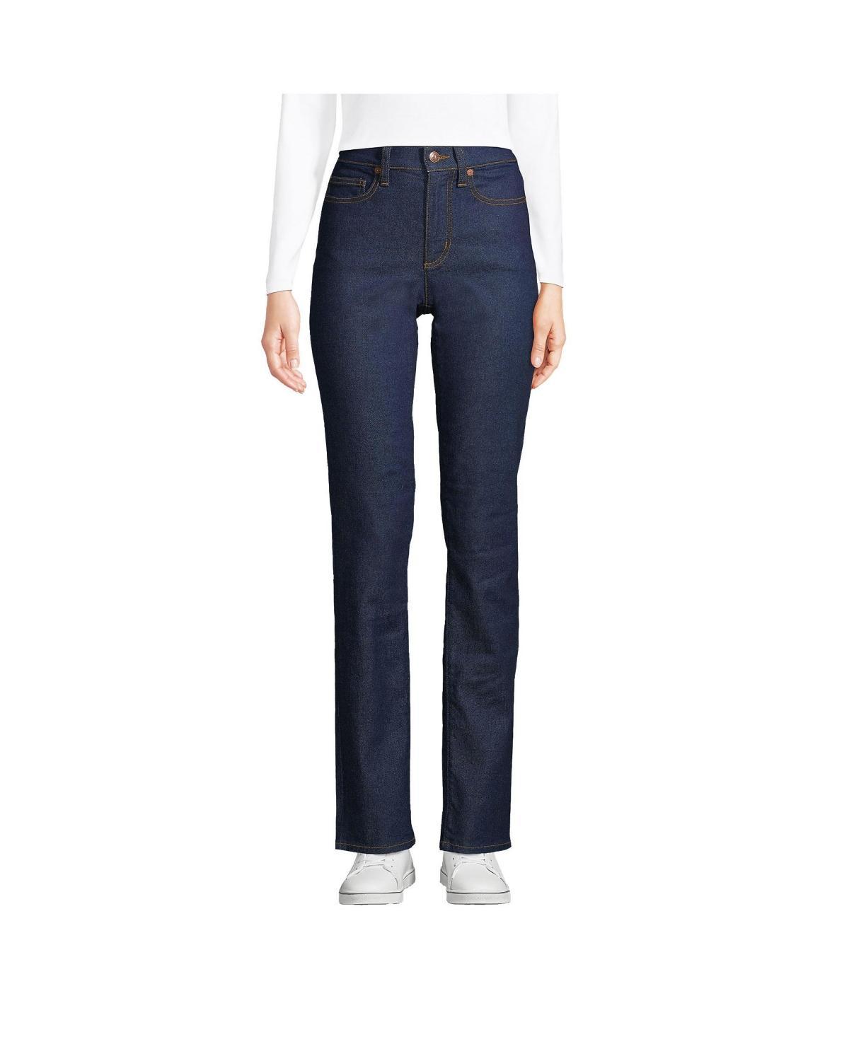 Womens Tall Lands End Recover High-Rise Straight-Leg Jeans Blue Product Image