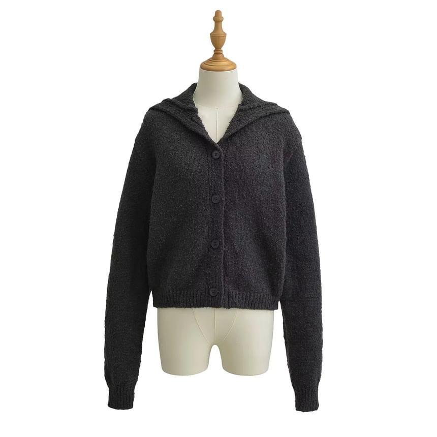 Plain Collar Button-Up Cardigan Product Image