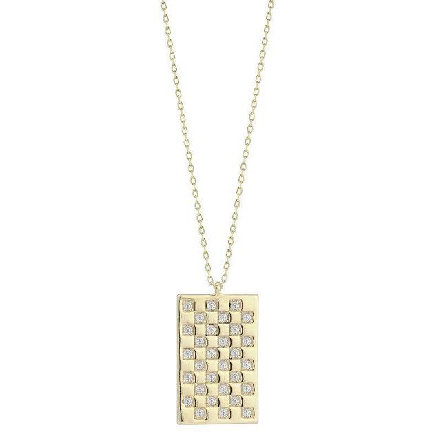 Sunkissed Sterling Cubic Zirconia Checkered Tag Necklace, Womens Gold Tone Product Image