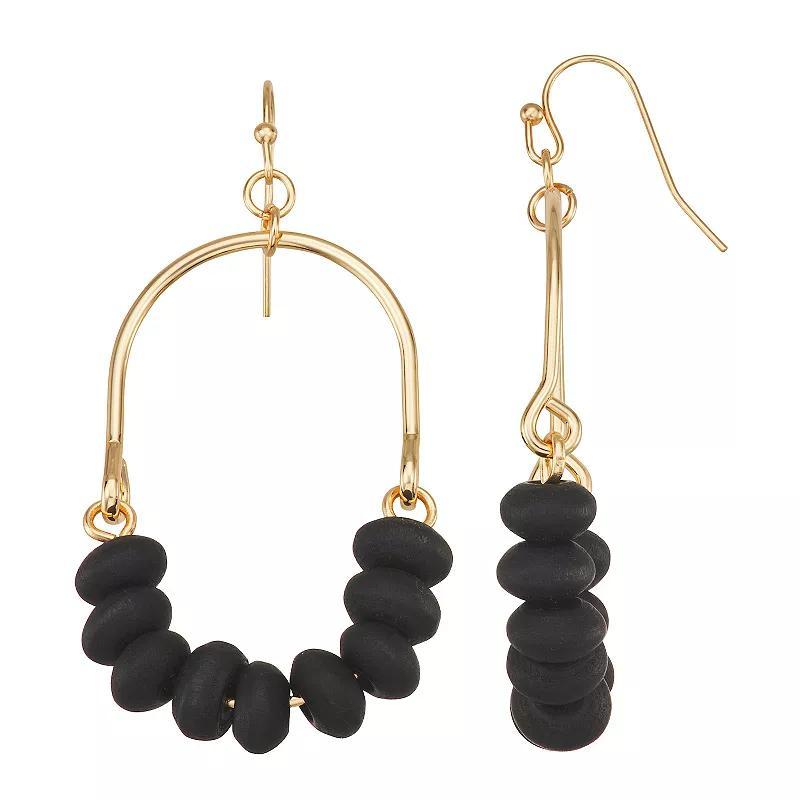 Sonoma Goods For Life Gold Tone Beaded Oval Drop Earrings, Womens, Black Product Image