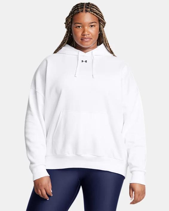 Womens Under Armour Rival Fleece Oversized Hoodie Red Product Image