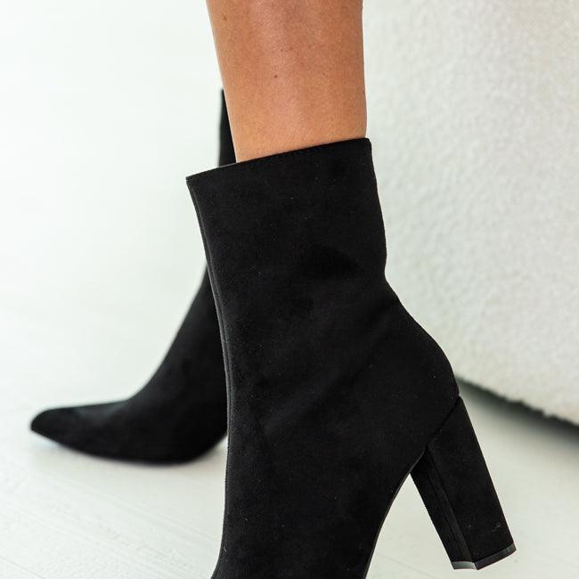 Marjorie Black Suede Pointed Toe Booties FINAL SALE Product Image