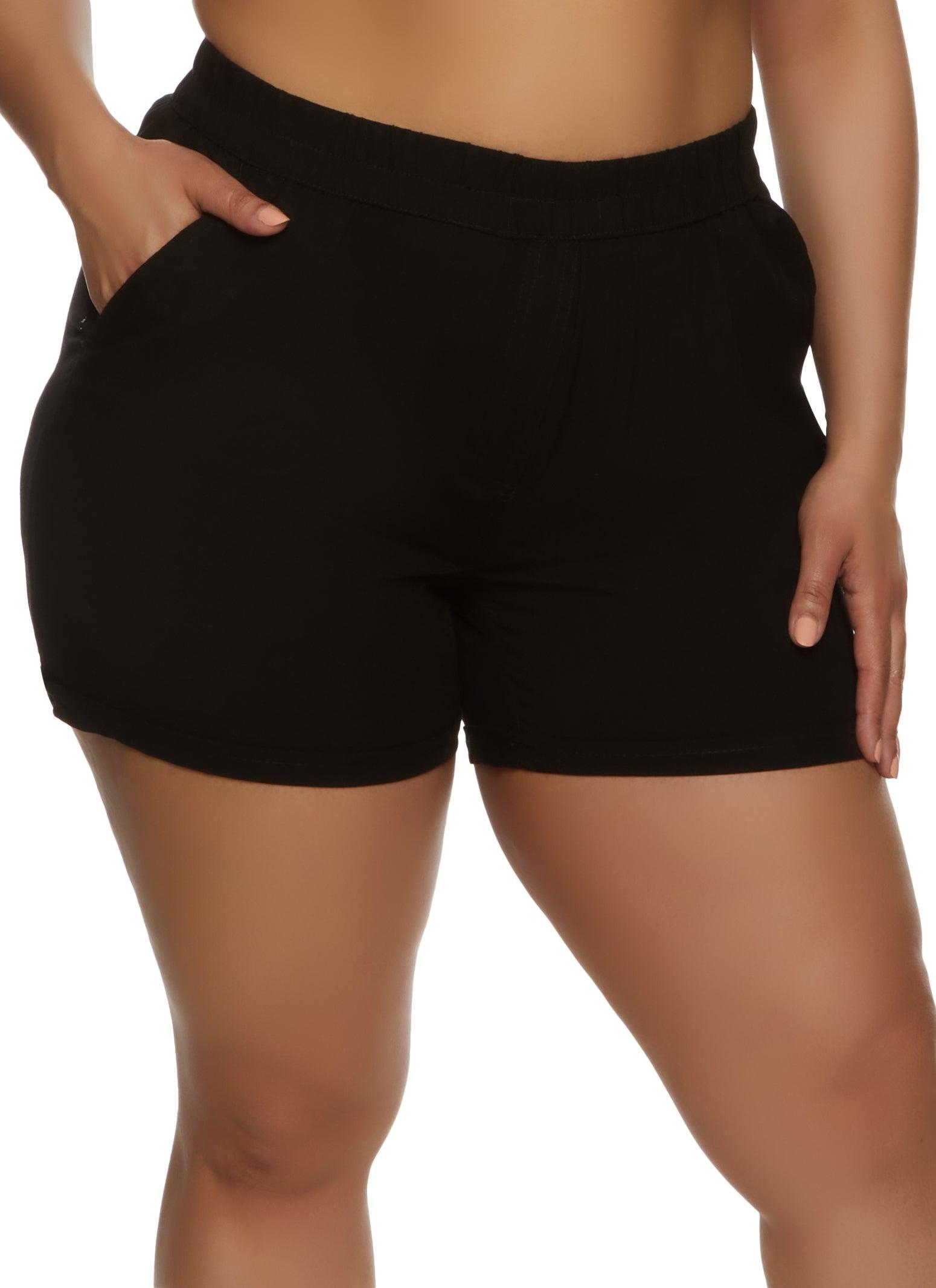 Womens Plus Size High Waisted Pocket Shorts Product Image