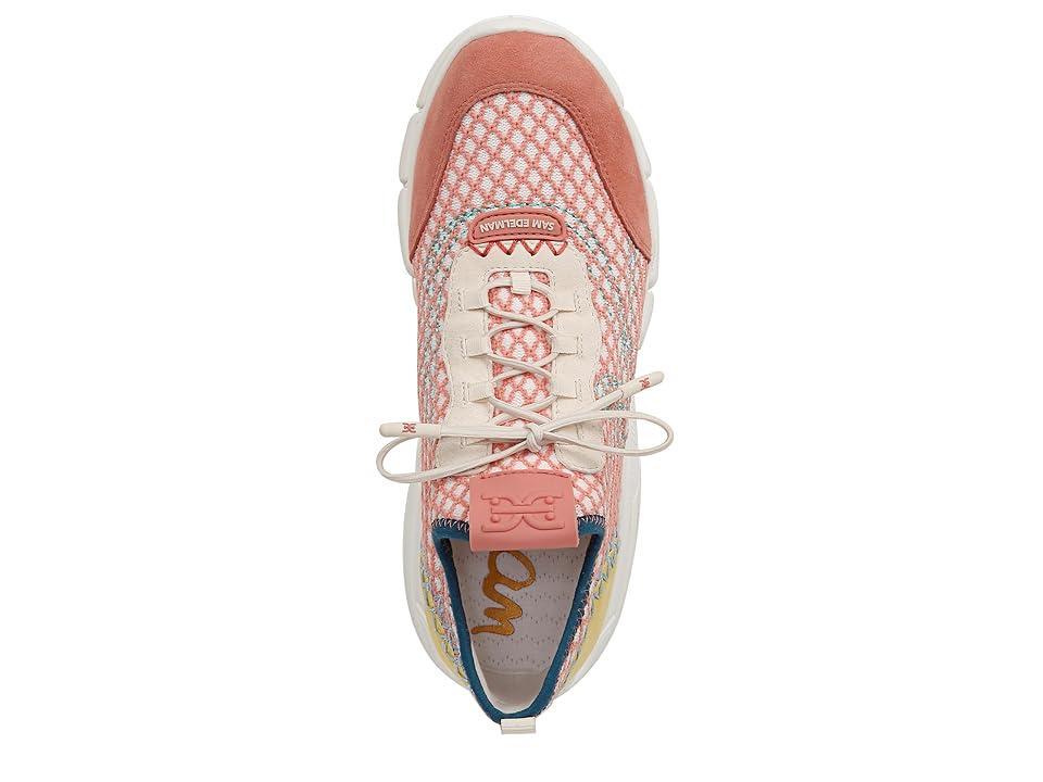 Sam Edelman Chelsie Lace Up Knit Sneaker Pink Coral/ Electric Lime Knit Product Image