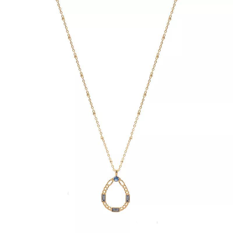 LC Lauren Conrad Gold Tone Chain Link Pendant Necklace, Womens, Blue Product Image