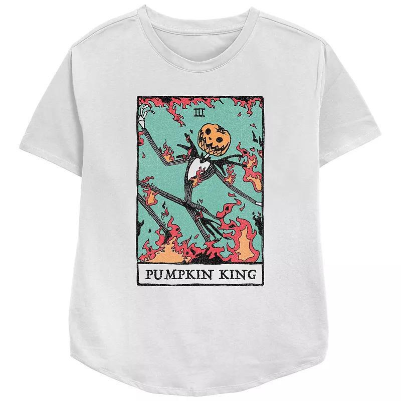 Disneys The Nightmare Before Christmas Juniors Pumpkin King Card Relaxed Fit Graphic Tee, Womens Product Image