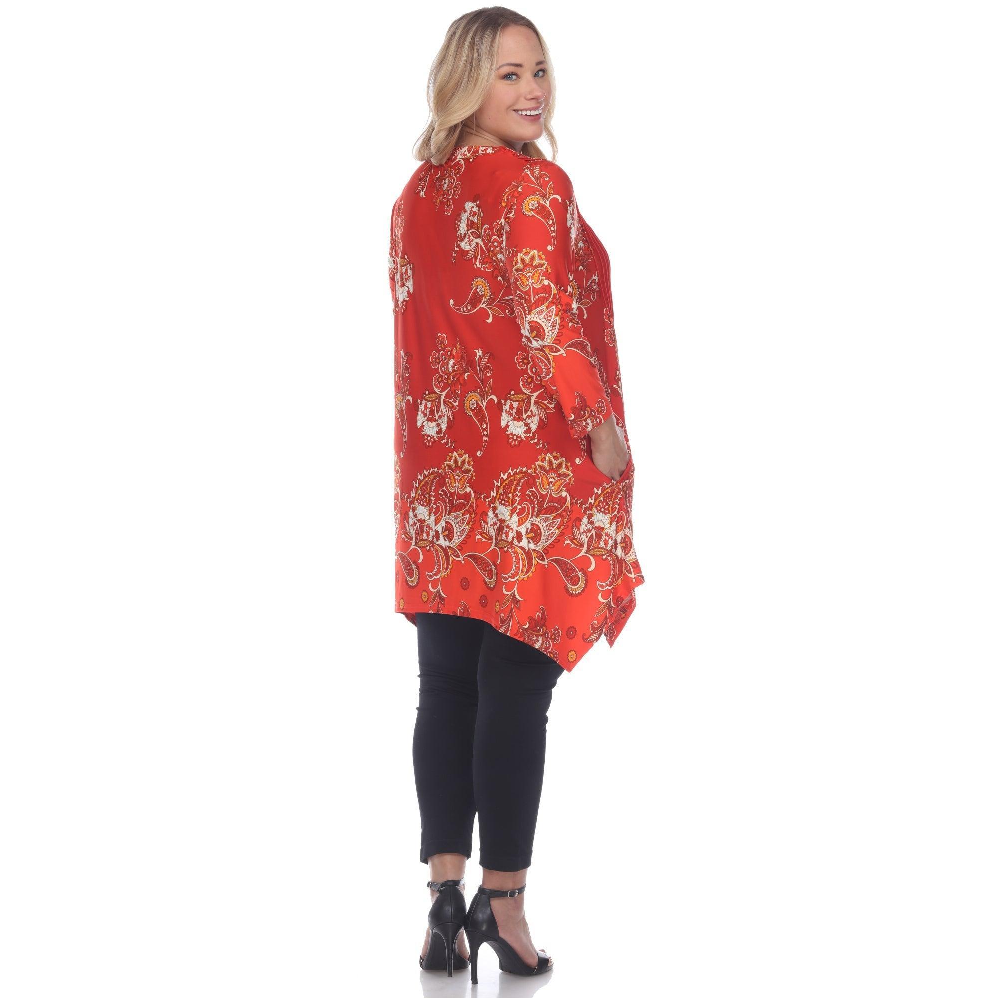 Paisley Scoop Neck Top with Pockets - Plus Product Image