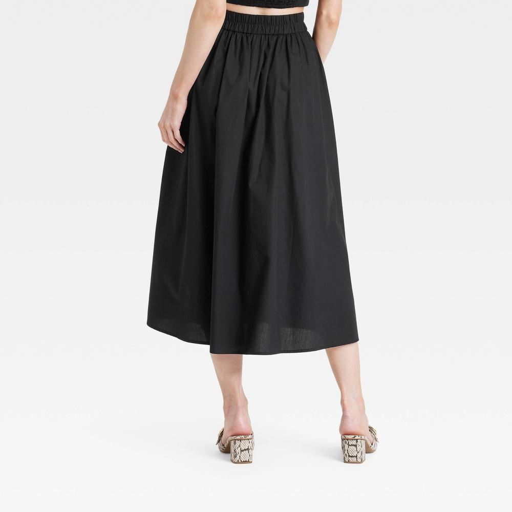 Womens A-Line Midi Picnic Skirt - A New Day Black XS Product Image