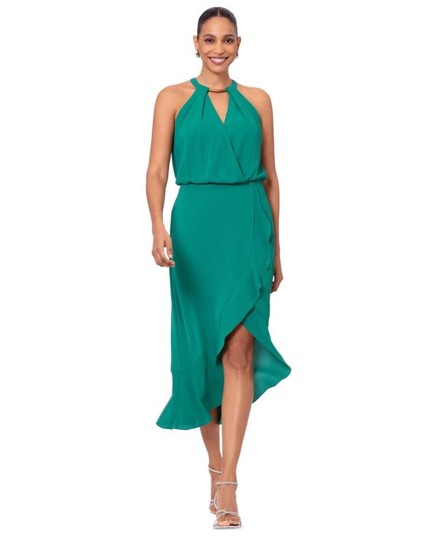 Women's Crepe Halter-Neck High-Low Midi Dress Product Image