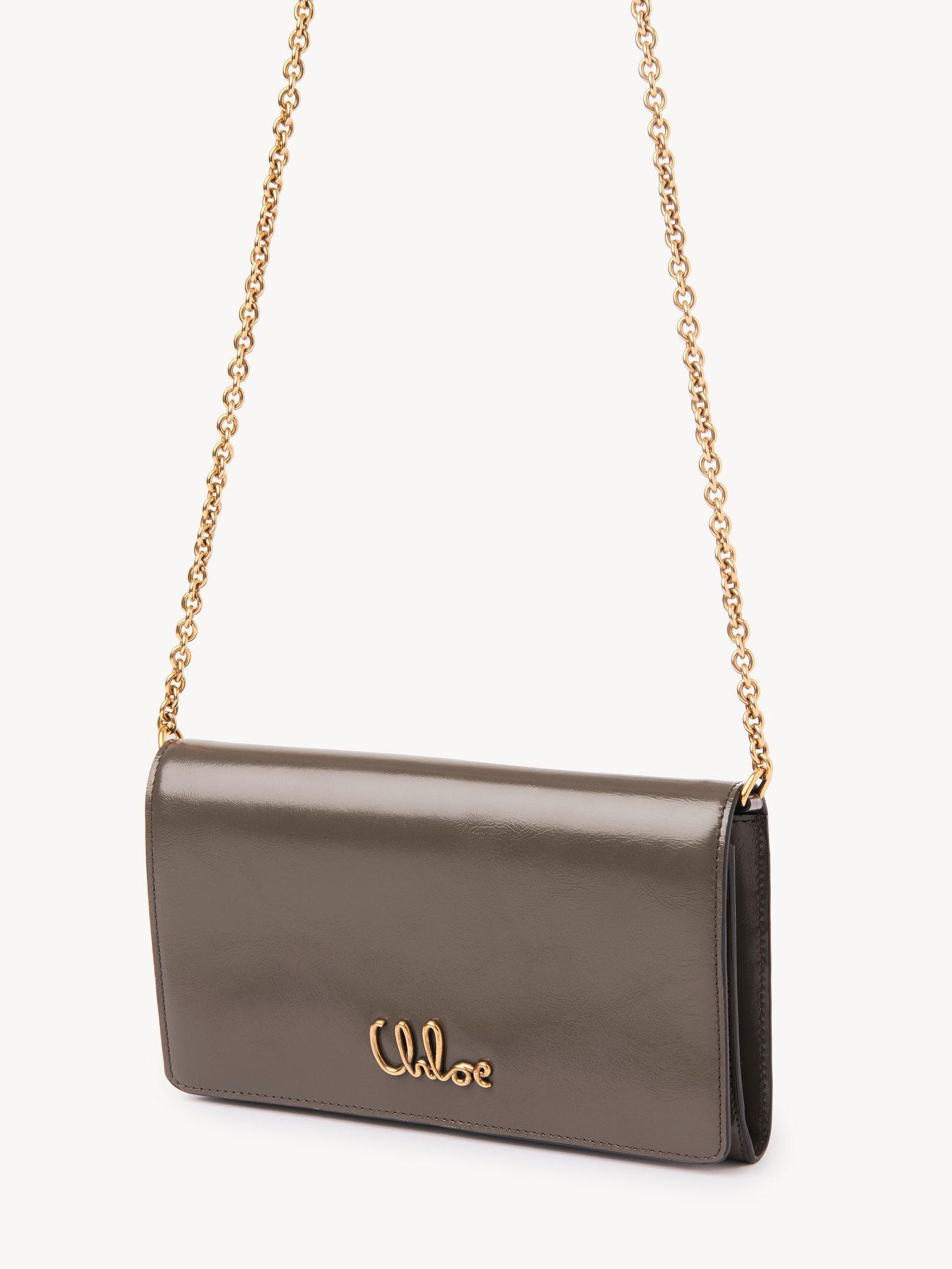 Chloé Iconic flap wallet on chain in shiny leather Product Image