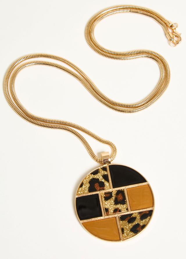 Glittered Leopard Pendant Necklace Product Image