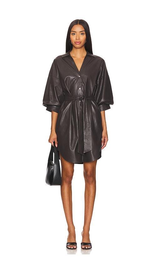 Kate Belted Vegan Leather Shirt Dress Product Image