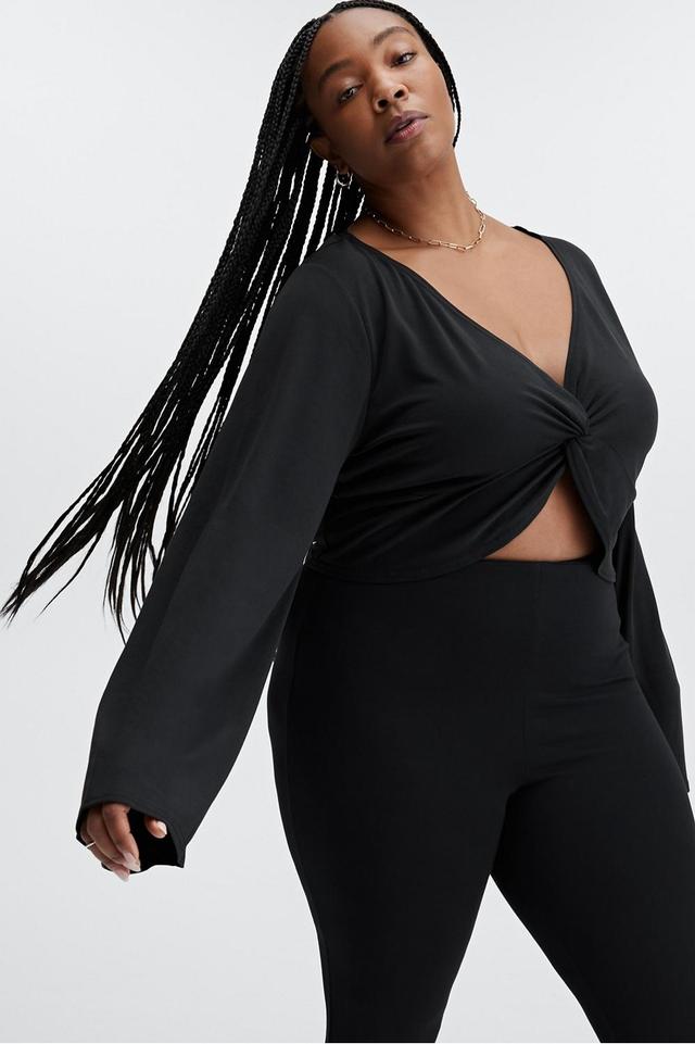 Fabletics Sleek Knit Twist Front Top Womens black plus Size 4X Product Image