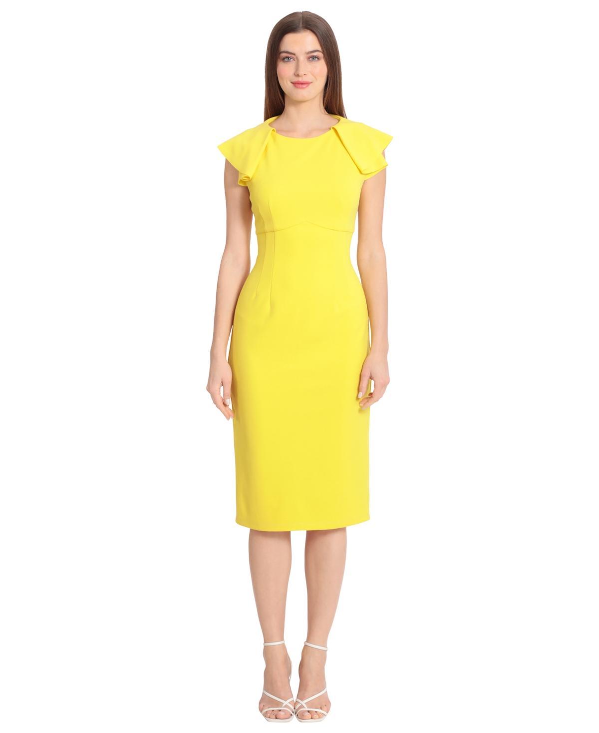 Maggy London Womens Pleated-Sleeve Empire Midi Dress Product Image