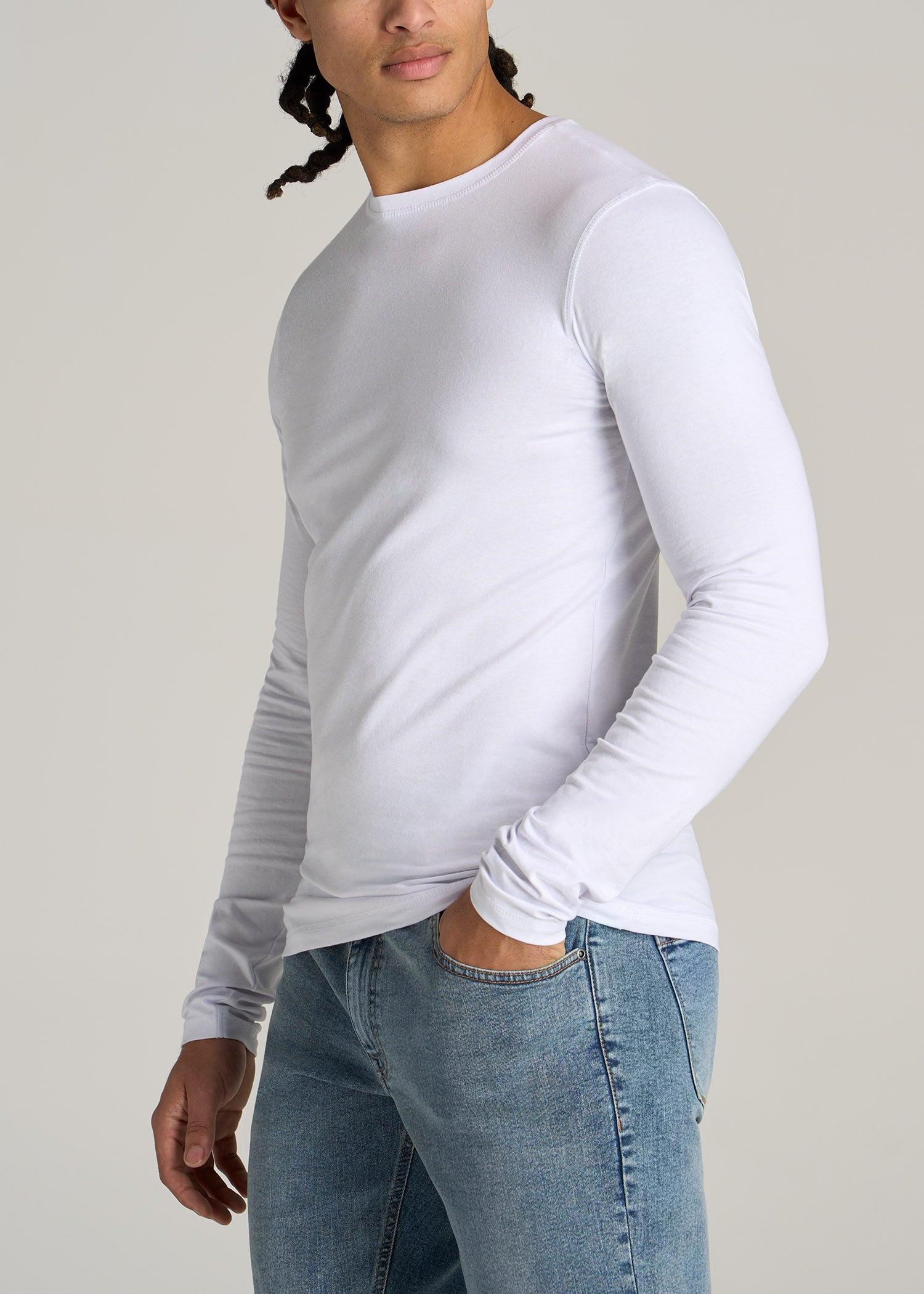 The Essential SLIM-FIT Long Sleeve Tee for Tall Men in White Product Image