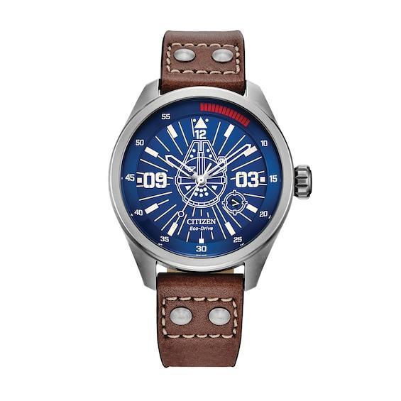 Citizen Mens Star Wars Collection Han Solo Three Hand Brown Leather Strap Watch Product Image