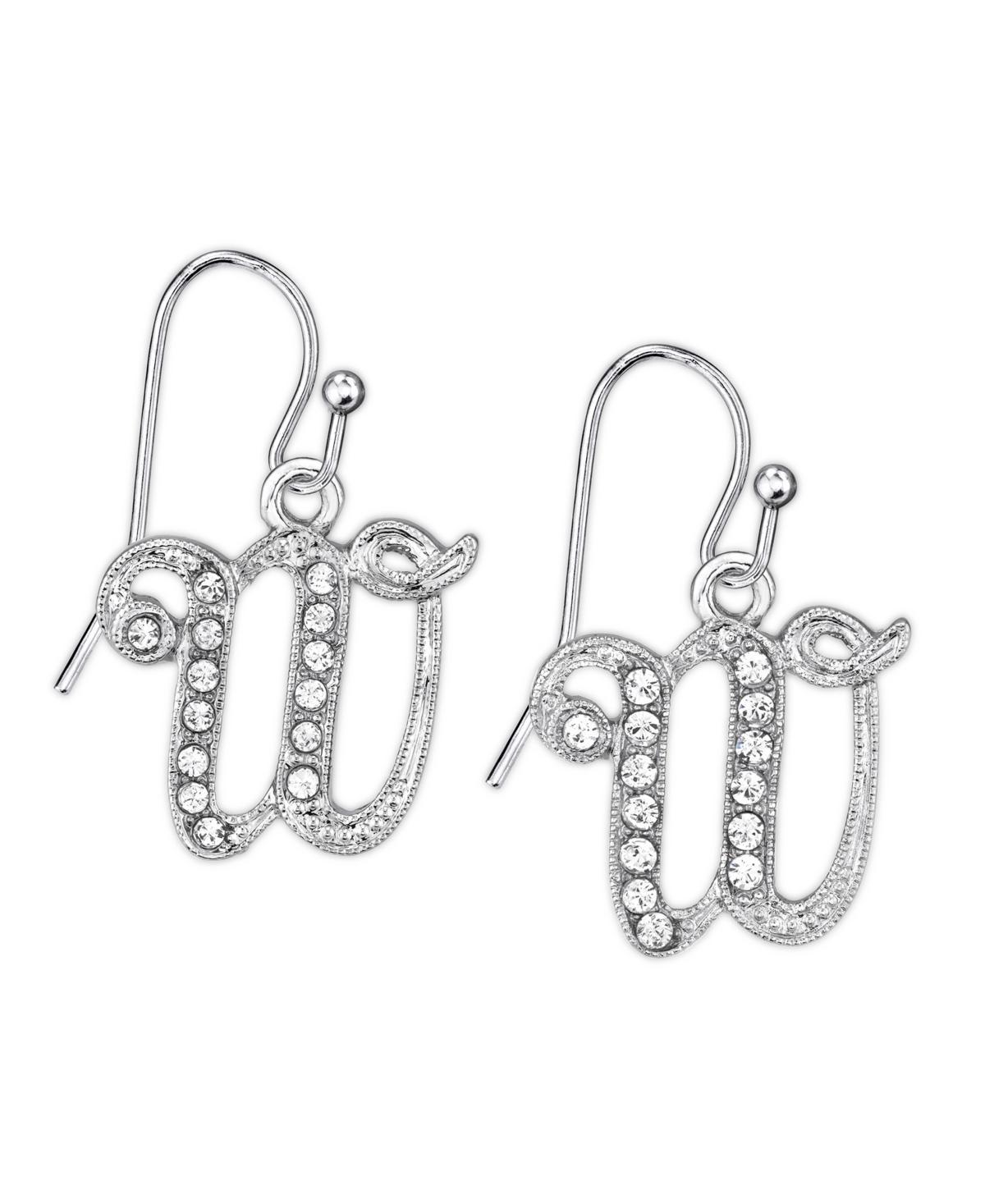 2028 Silver Tone Crystal Initial Wire Earring Product Image