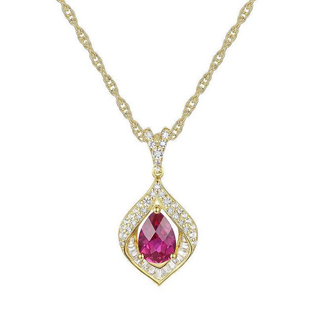 14k Gold Over Silver Lab-Created Ruby Pendant, Womens Gold Tone Product Image