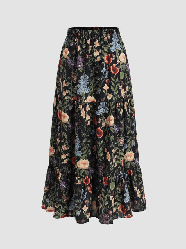 Middle Waist Floral Maxi Skirt Product Image