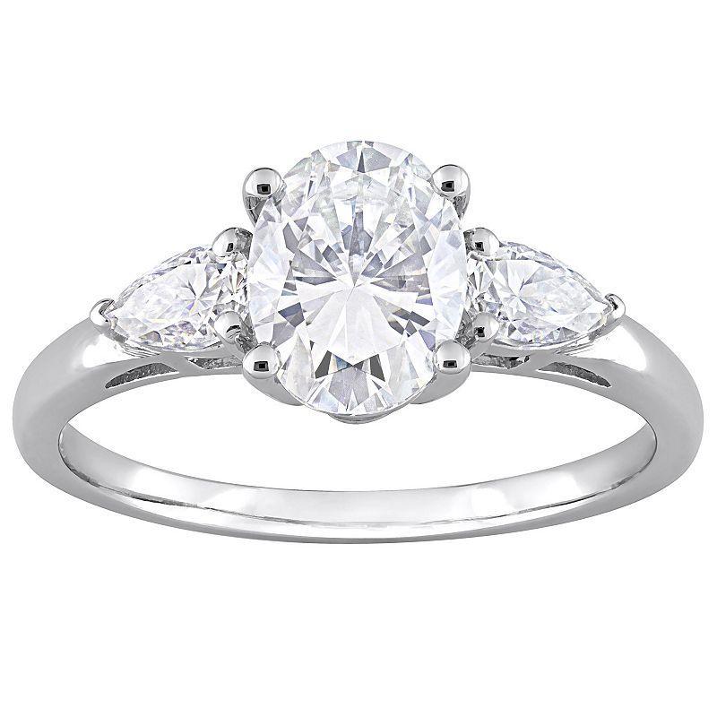 Stella Grace Sterling Silver 1 3/4 Carat T.W. Lab-Created Moissanite 3-Stone Engagement Ring, Womens Product Image