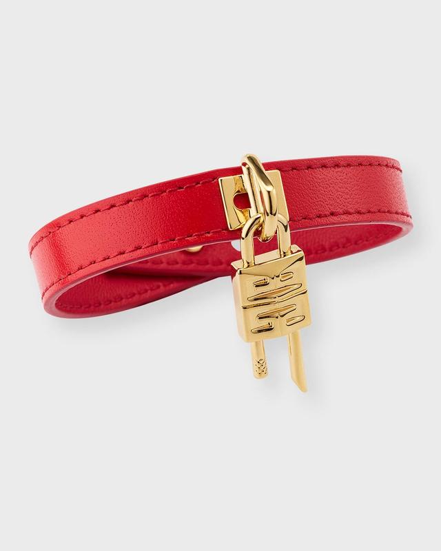 Womens Mini Lock Bracelet In Metal And Leather Product Image