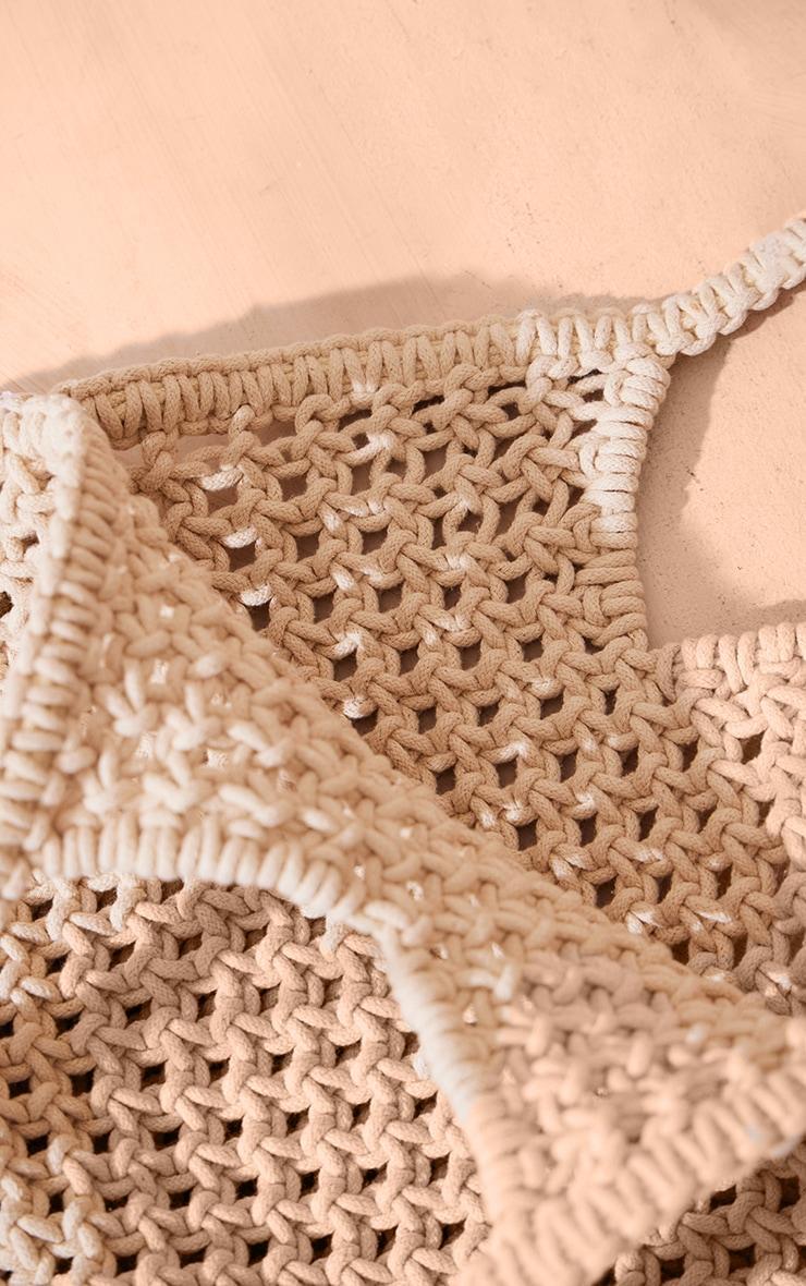 Cream Crochet Shoulder Tassel Beach Bag Product Image