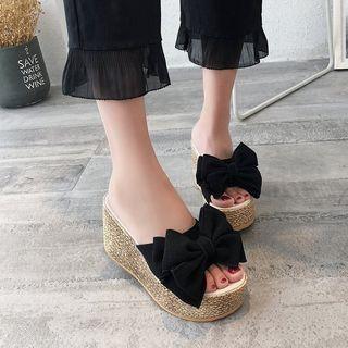 Bow Platform Wedge Slide Sandals Product Image