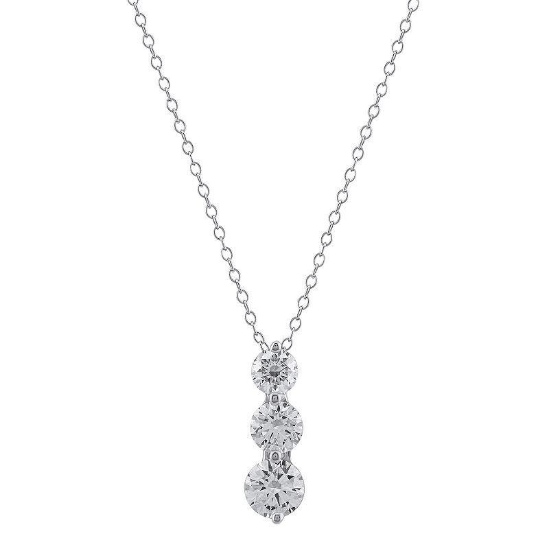 Arctic Clear 2.0 Carat T.W. Lab-Grown Diamond Three Stone Pendant Necklace, Womens 14k Gold Product Image