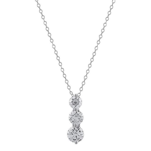 Arctic Clear 2.0 Carat T.W. Lab-Grown Diamond Three Stone Pendant Necklace, Womens 14k Gold Product Image