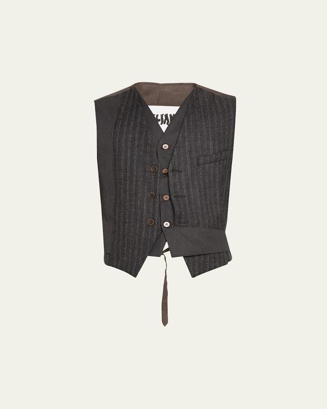 Mens Pinstripe Double-Layer Waistcoat Product Image