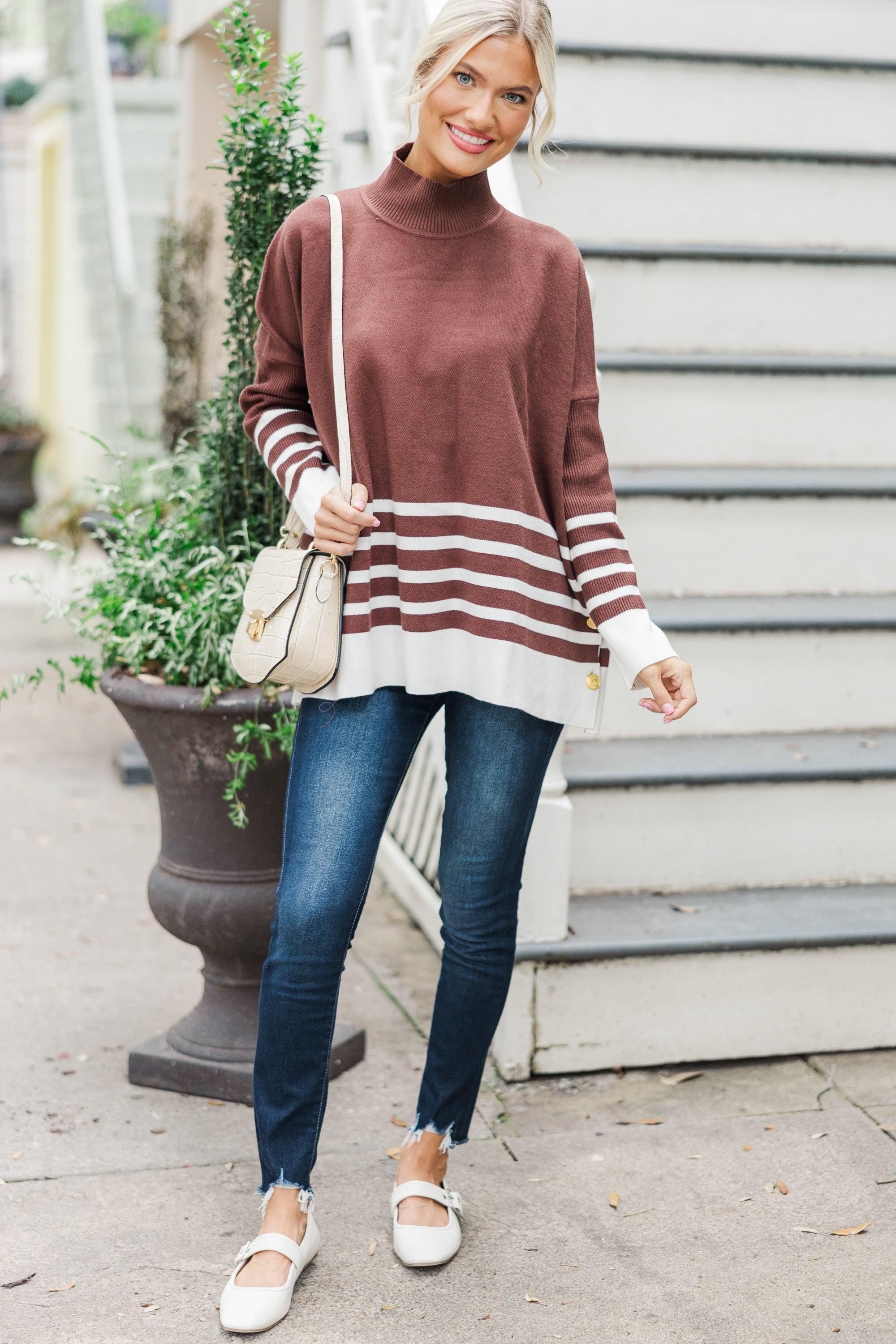 Maine Attraction Brown Striped Sweater Female Product Image