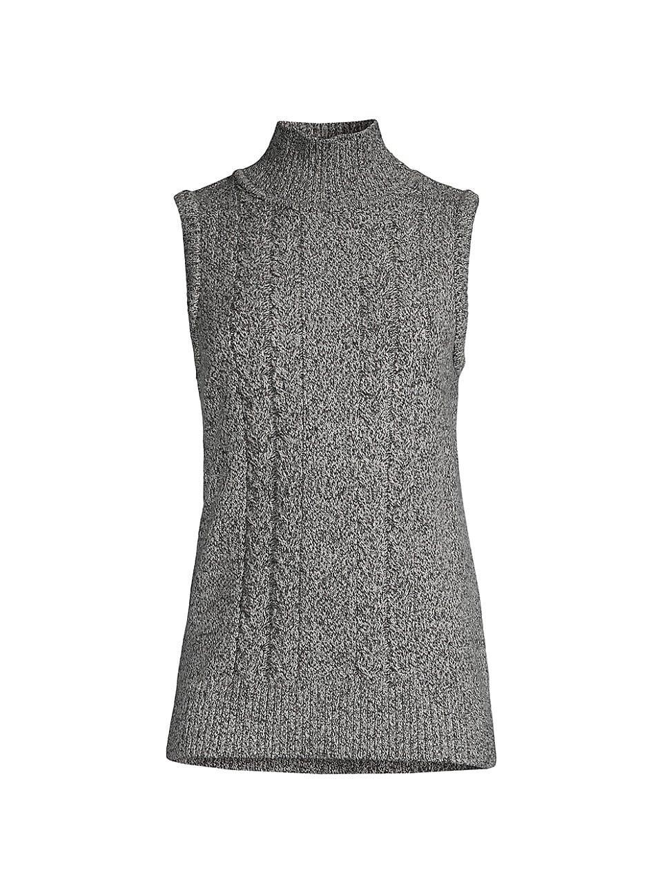 Womens Cable-Knit Turtleneck Tank Product Image