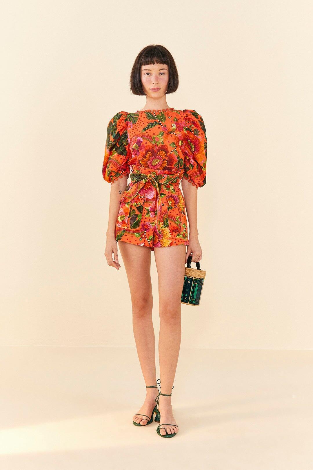 Orange Blooming Garden Shorts Product Image