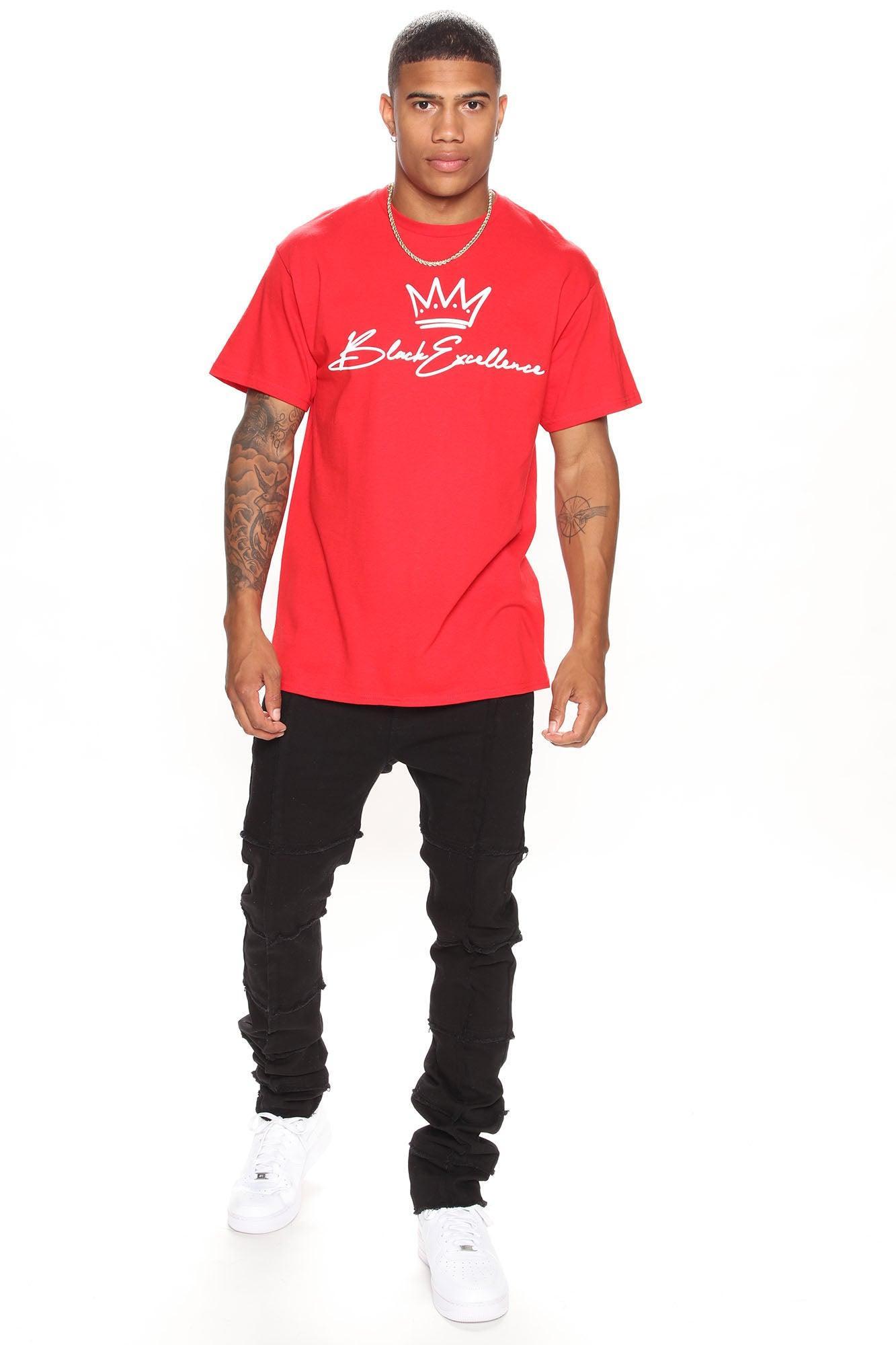 Black Excellence Script Short Sleeve Tee - Red Product Image