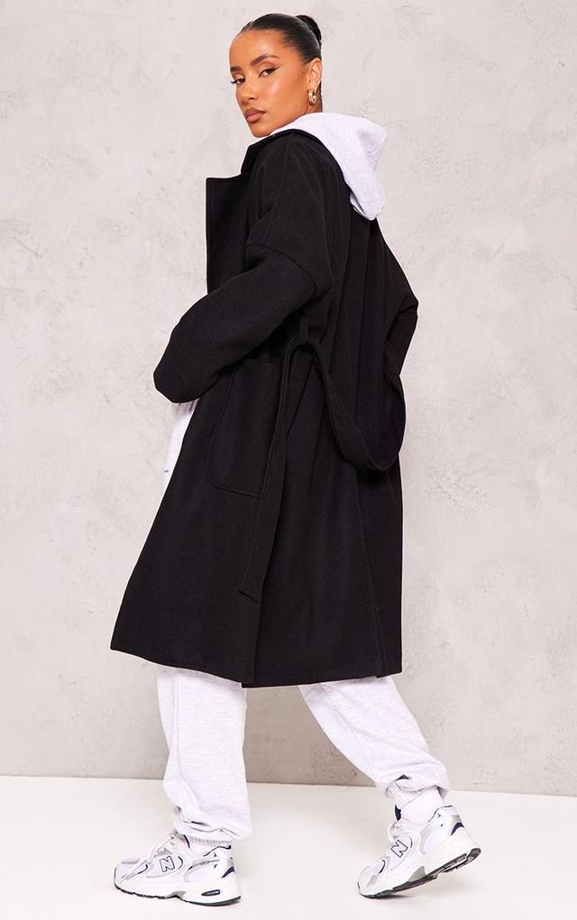 Black Wool Look Oversized Coat Product Image