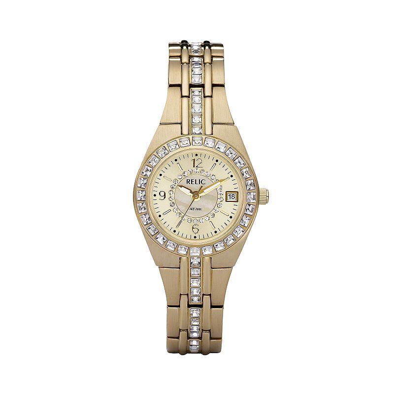 Relic by Fossil Womens Crystal Watch Gold Tone Product Image