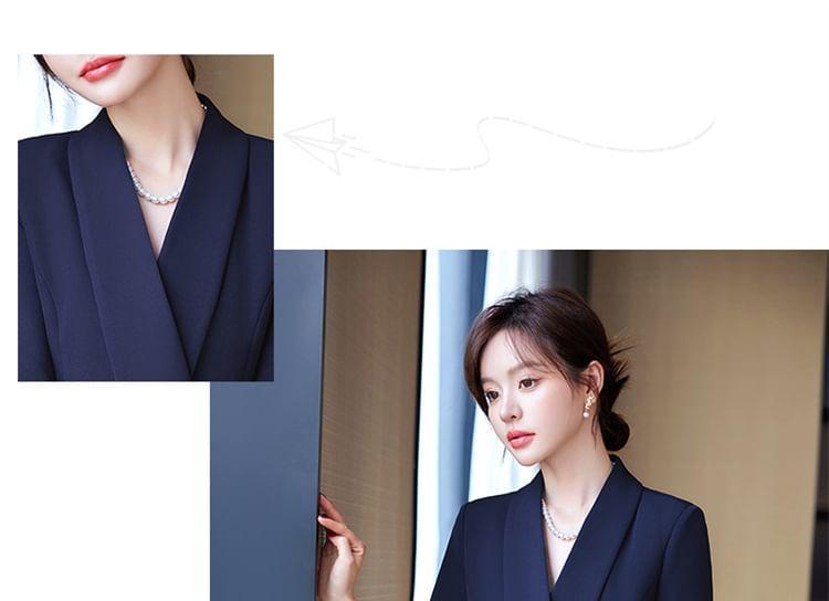 3/4-Sleeve Double Breasted Blazer Dress Product Image