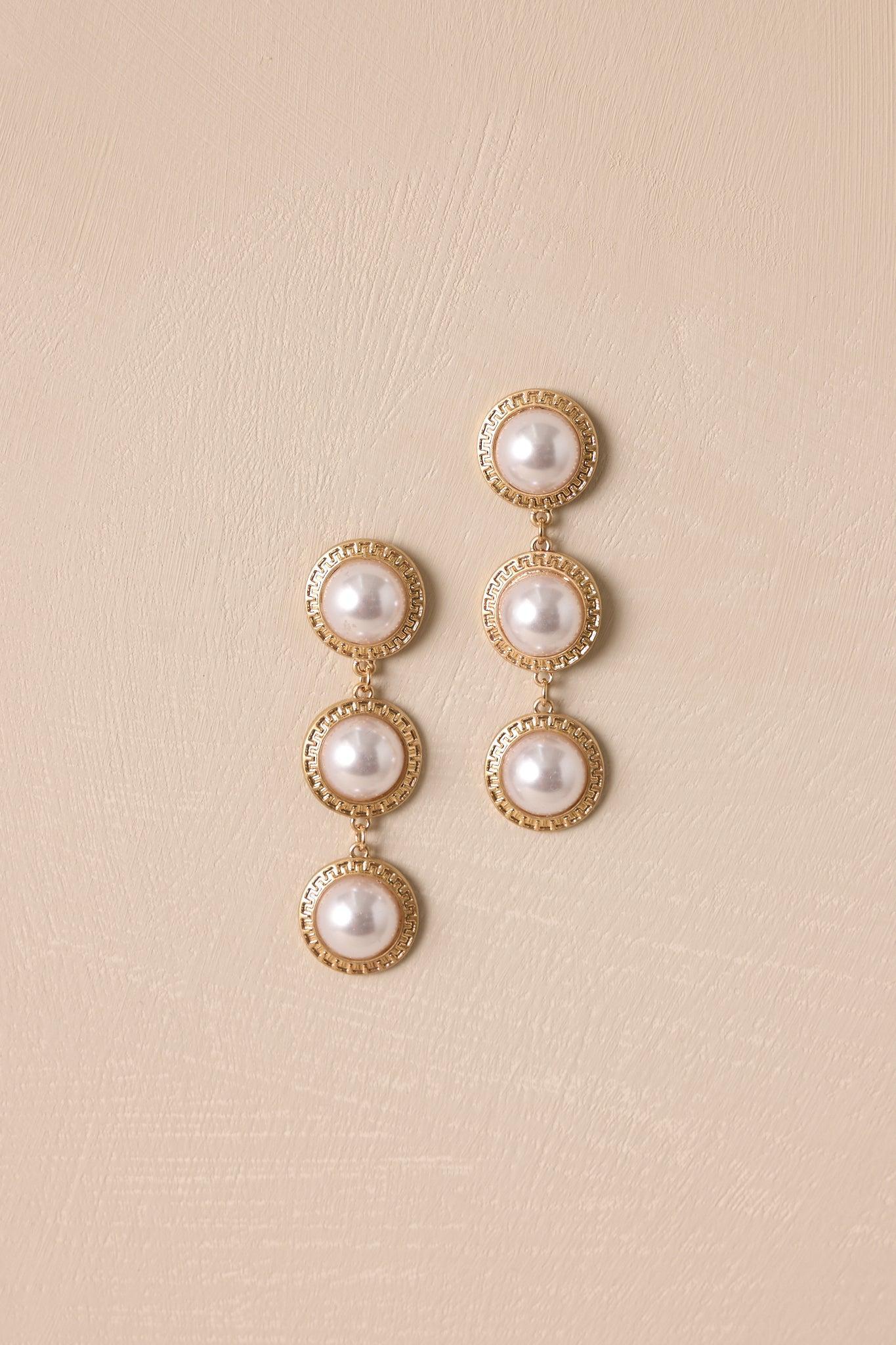 Lunar Glow Gold Pearl Drop Earrings Product Image