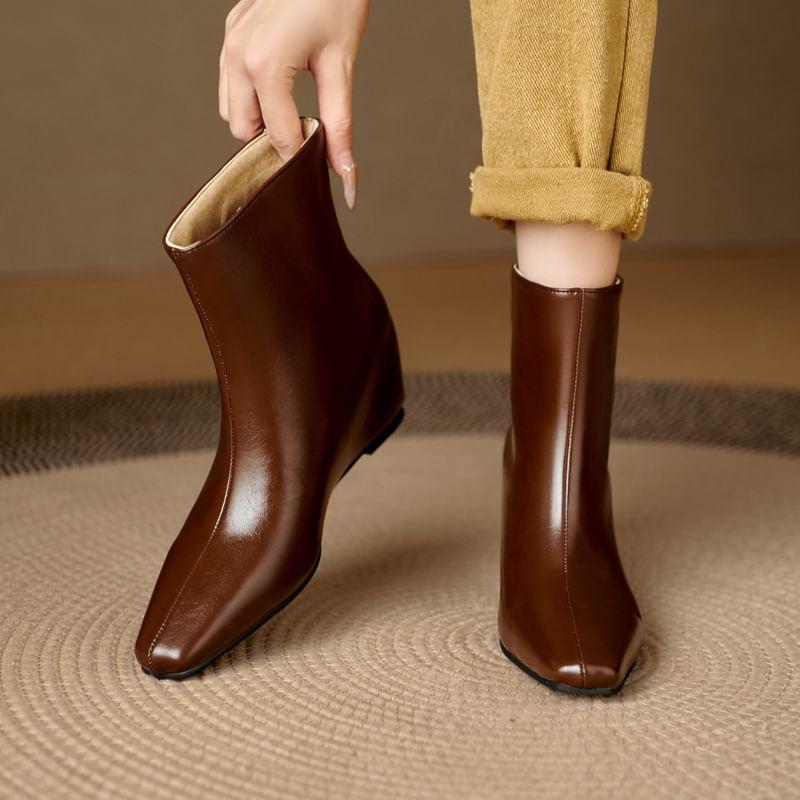 Square Toe Wedge Short Boots product image