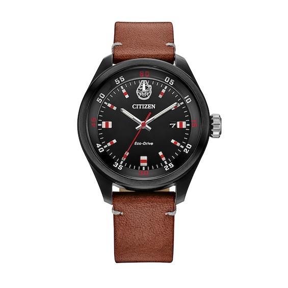 Citizen Mens Star Wars Collection Chewbacca Three Hand Brown Leather Strap Watch Product Image