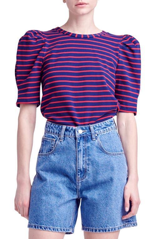 English Factory Stripe Puff Sleeve Top Product Image