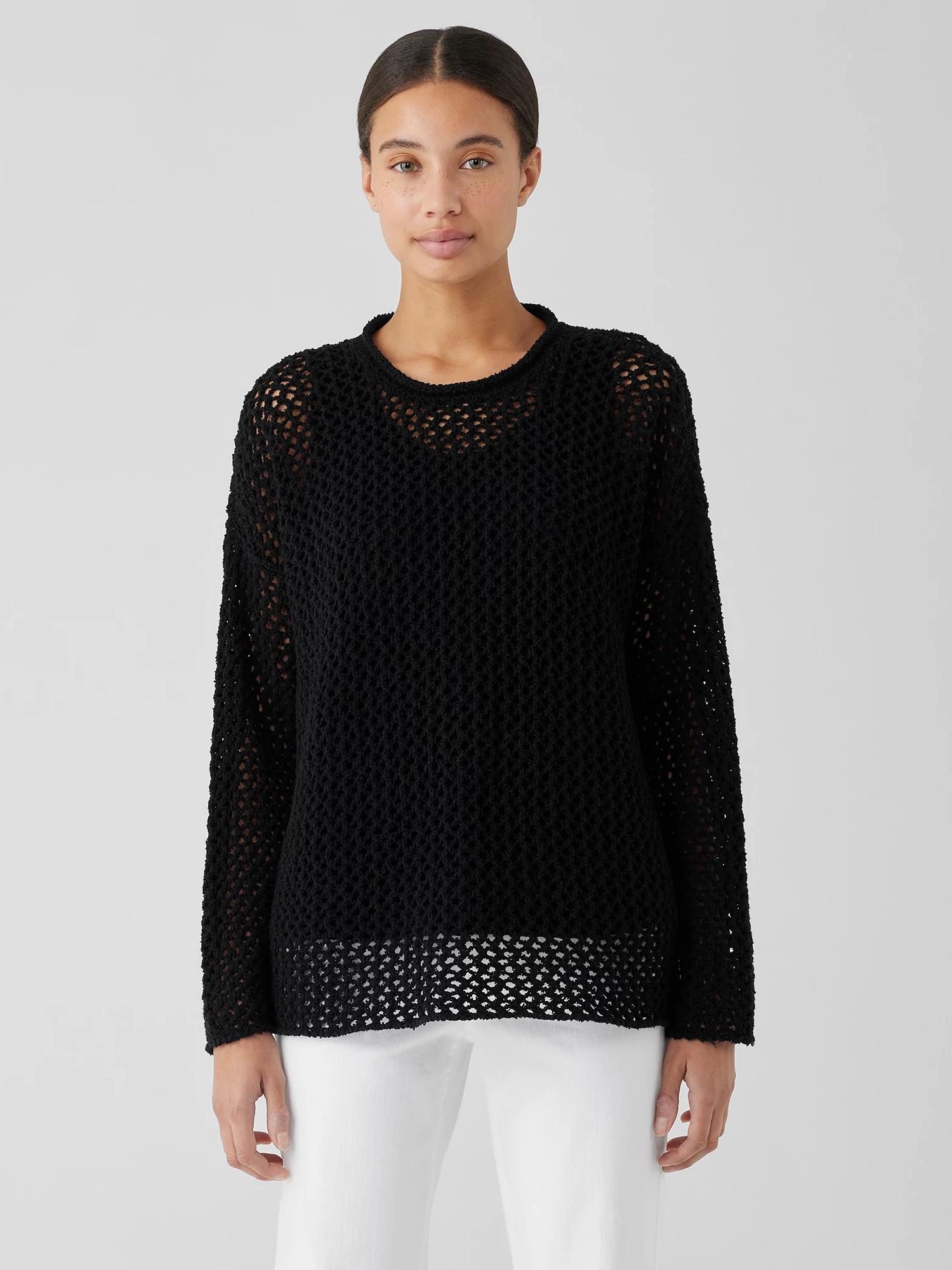 EILEEN FISHER Peruvian Organic Cotton Boucle Crew Neck Topfemale Product Image